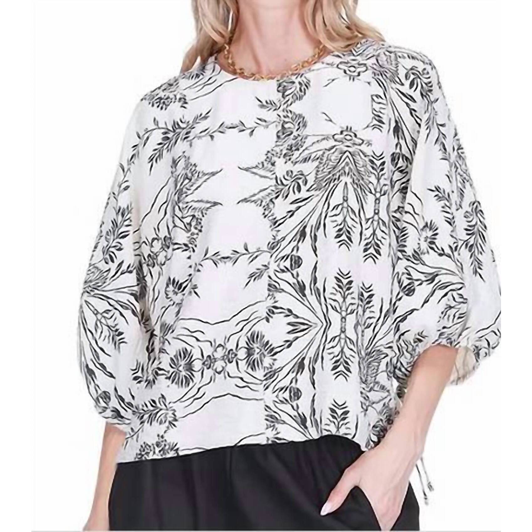 New Joy Joy Gored Top In Ink Blossom